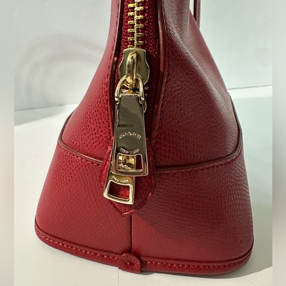 ❤️NWOT Coach Domed Cora Satchel with Crossbody Strap - Red with Brass Hardware - Picture 6 of 16